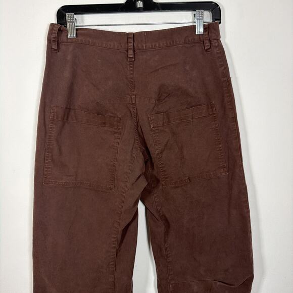 Niki Lotan Shon Pant Cotton Twill Tapered Stretch Brown 00 Barrel Leg Slouchy - Picture 9 of 11